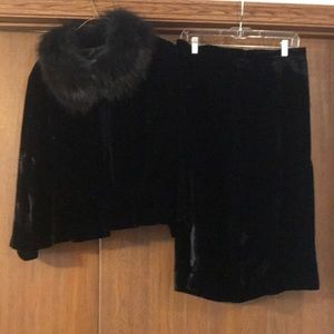 Two piece velvet black vintage suit